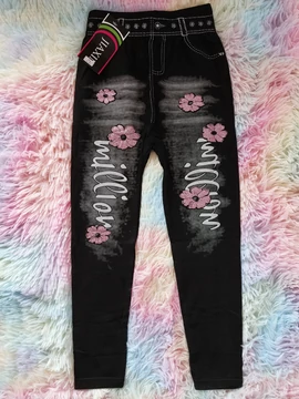 110-146 Extra sztreccses fekete virágos leggings