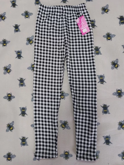 92-128 Kockás bundás leggings