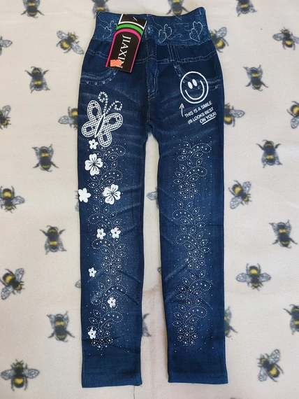 122-158 Vékony, extra sztreccses lepkés leggings