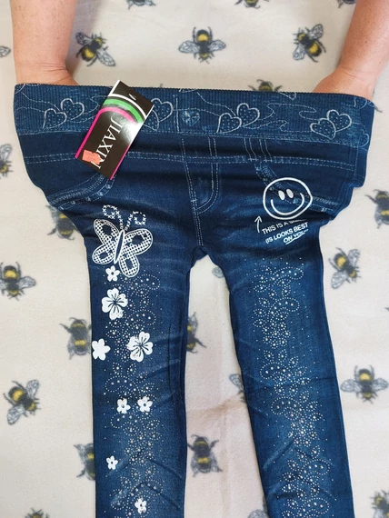 122-158 Vékony, extra sztreccses lepkés leggings