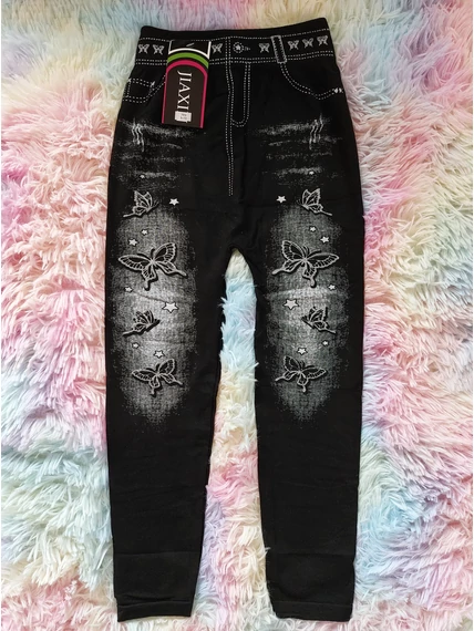 110-146 Extra sztreccses fekete lepkés leggings